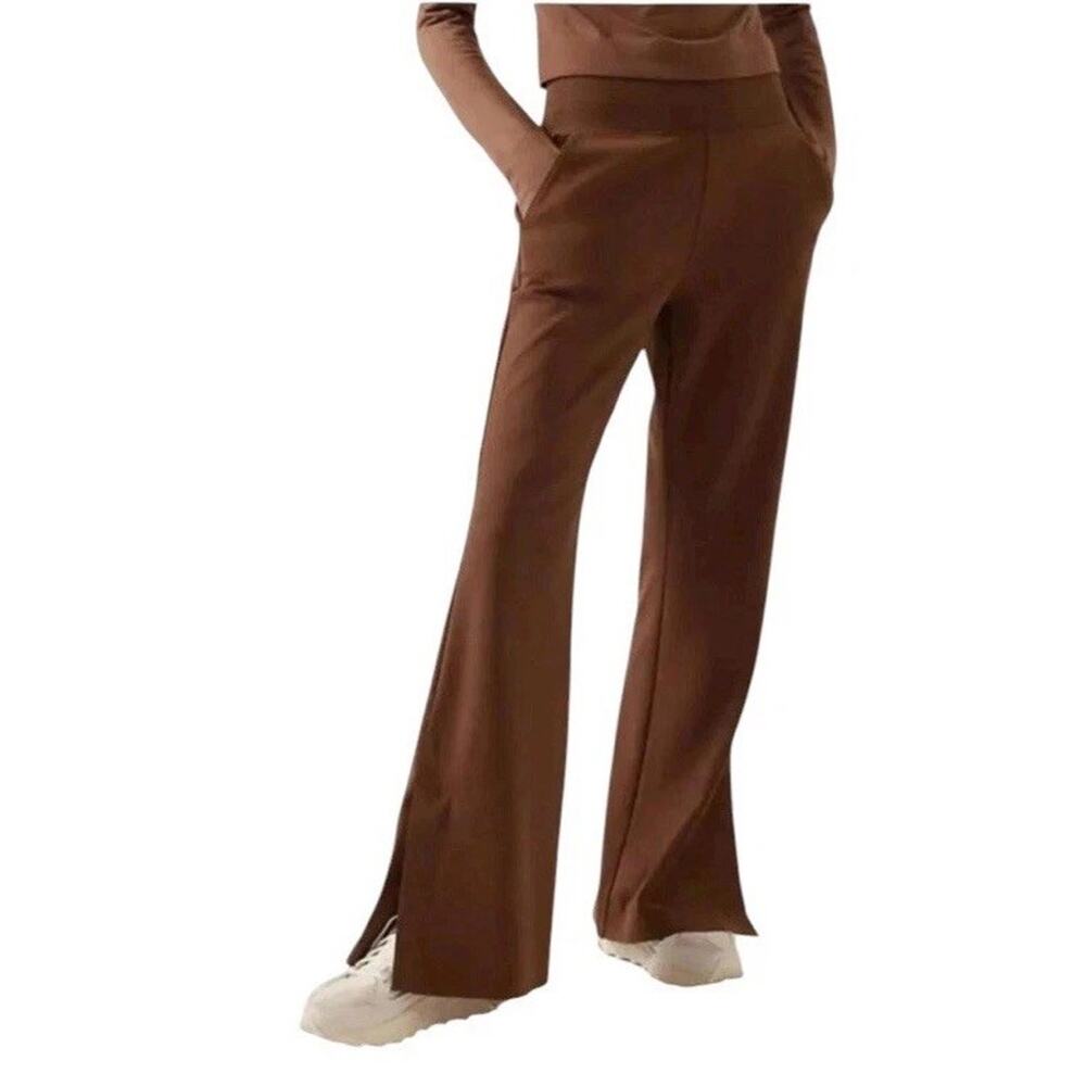 Athleta Venice Flare Pant Chocolate Brown XS Yoga Athleisure Split Leg